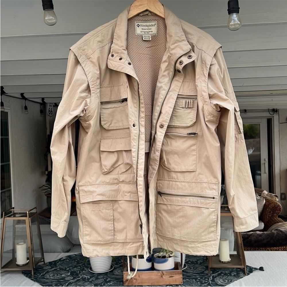 Weekender Convertible Jacket Traveler Adventure Series Khaki/Tan Mens Size Large - Picture 2 of 16
